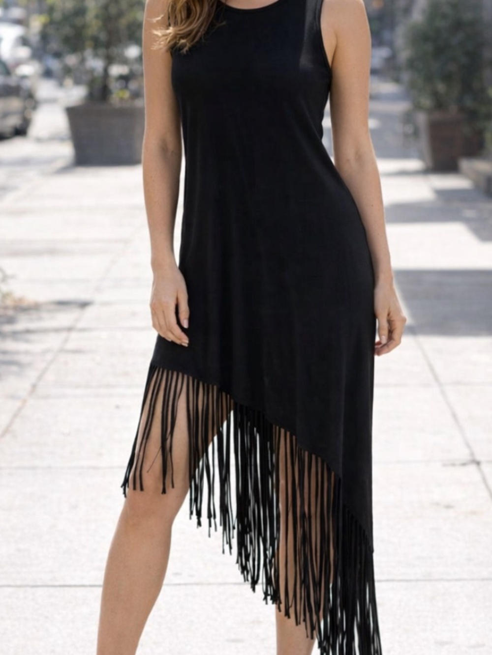 H&M Black Asymmetrical Fringe Dress